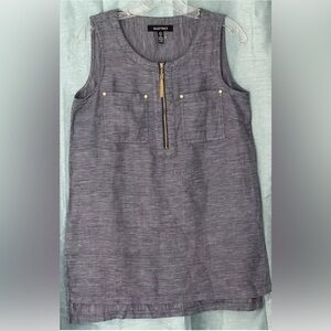 Women’s Ellen Tracy Sleeveless 100% Linen Tunic-Navy Medium